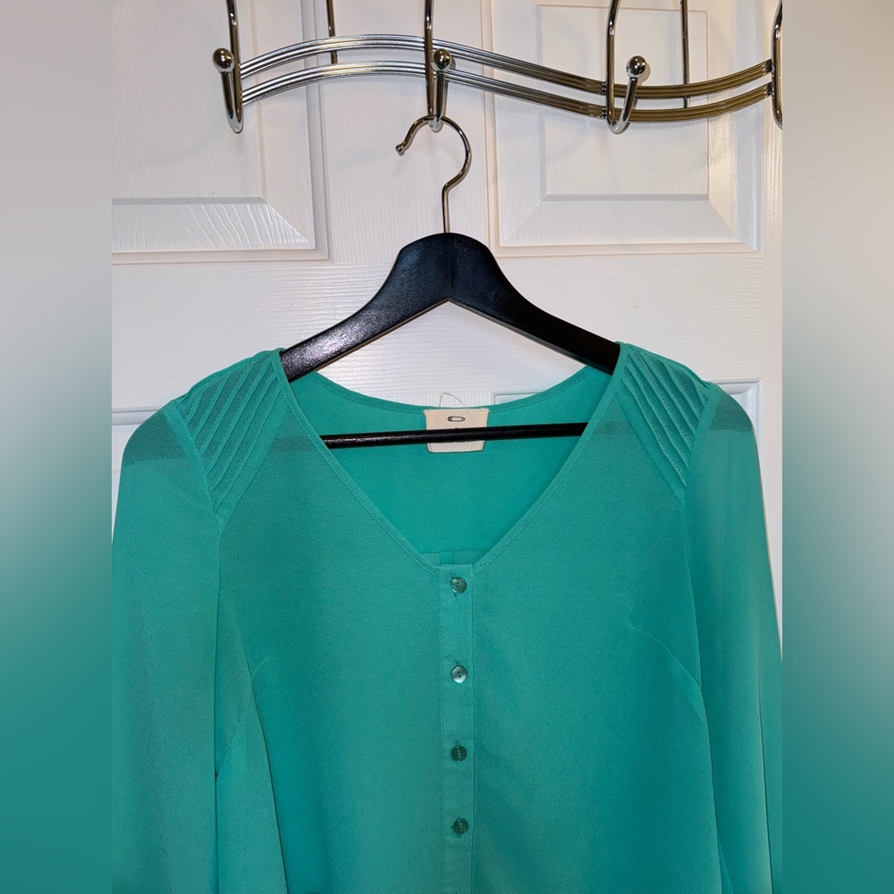 Pins & Needles Teal 3/4 Sleeve Button Down Blouse from Urban Outfitters, Size S
